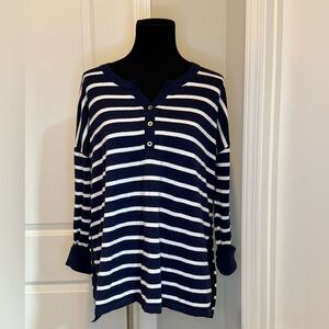 Lilly Pulitzer Sweater blue white stripe gold buttons size L